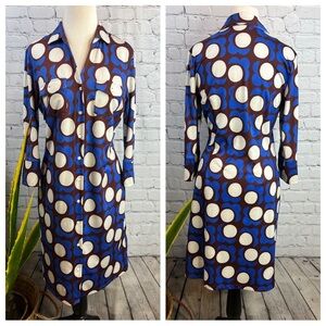 J. McLaughlin Blue and Brown‎ Geometric Dress